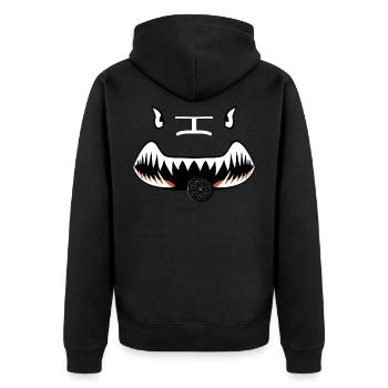 A10 WARTHOG face - AS2012 - Unisex Premium Bio Zip Hoodie - Schwarz - Hinten - Nico (187cm)