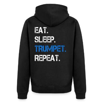 Trompete Musikinstrument Geschenk - Unisex Premium Bio Zip Hoodie - Schwarz - Hinten - Nico (187cm)