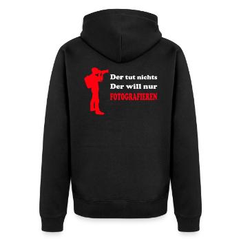 Fotograf Hobby Geschenk lustiger Spruch Fotografie - Unisex Premium Bio Zip Hoodie - Schwarz - Hinten - Nico (187cm)