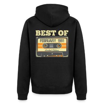 Best Of February 1991 30th Birthday 30th T-Shirt - Unisex Premium Organic Zip Hoodie - black - Back - Nico (187cm)