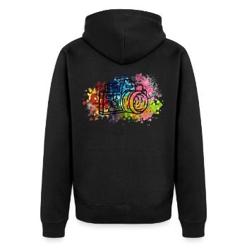 Bunte Kamera - Farbexplosion Fotograf Geschenk - Unisex Premium Bio Zip Hoodie - Schwarz - Hinten - Nico (187cm)