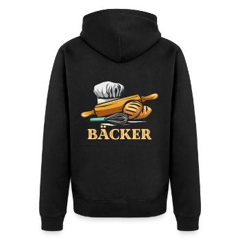 baker - Unisex Premium Organic Zip Hoodie - black - Back - Nico (187cm)