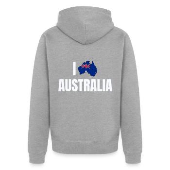 Australie - Veste à capuche bio Premium Unisexe - gris chiné - Dos - Nico (187cm)