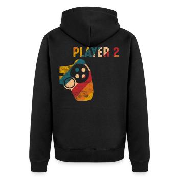 Player 2 Gamer partnerlook gift - Unisex Premium Organic Zip Hoodie - black - Back - Nico (187cm)