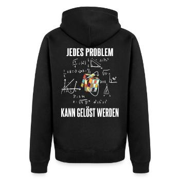 Cube Würfel Mathematiker - Unisex Premium Bio Zip Hoodie - Schwarz - Hinten - Nico (187cm)