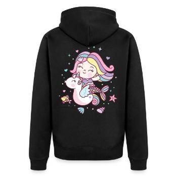 Meerjungfrau - Unisex Premium Bio Zip Hoodie - Schwarz - Hinten - Nico (187cm)