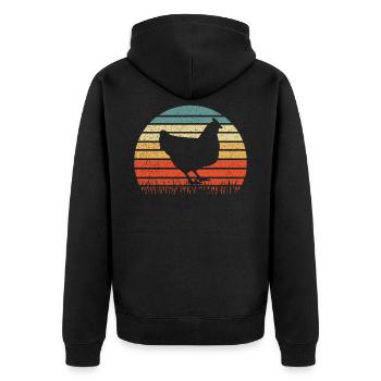 Chicken Chicken Chicken Stable Farm - Unisex Premium Organic Zip Hoodie - black - Back - Nico (187cm)