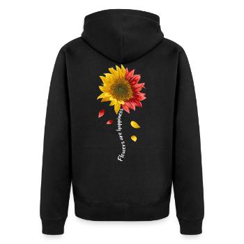 Flowers are Happiness Sonnenblumen Floristin - Unisex Premium Bio Zip Hoodie - Schwarz - Hinten - Nico (187cm)
