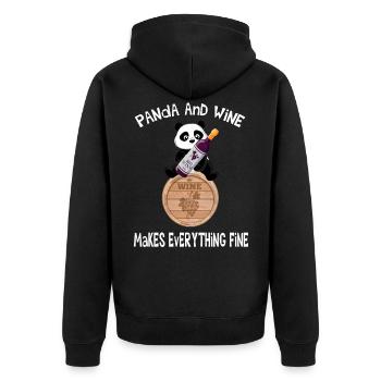 Panda and wine makes everything fine red wine - Unisex Premium Organic Zip Hoodie - black - Back - Nico (187cm)