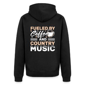 Fueled by Coffee and Country Music Lover - Veste à capuche bio Premium Unisexe - noir - Dos - Nico (187cm)