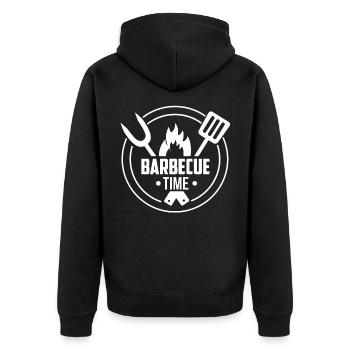 BBQ Time - Unisex Premium Bio Zip Hoodie - Schwarz - Hinten - Nico (187cm)