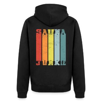 Sauna Junkie Aufguss Meister Saunameister Retro - Unisex Premium Bio Zip Hoodie - Schwarz - Hinten - Nico (187cm)