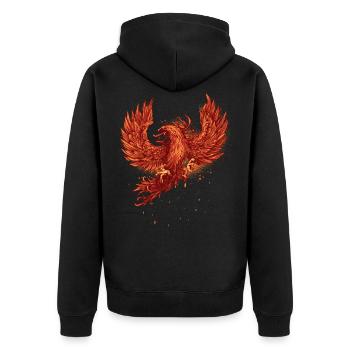 Brände des Phönix - Unisex Premium Bio Zip Hoodie - Schwarz - Hinten - Nico (187cm)