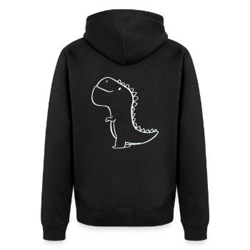 niedlicher Dino - Unisex Premium Bio Zip Hoodie - Schwarz - Hinten - Nico (187cm)