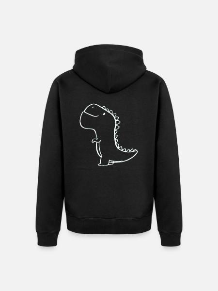 cute dino - Unisex Premium Organic Zip Hoodie - black