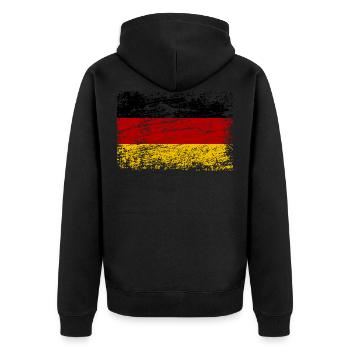 Deutsche Flagge im Vintage-Stil - Unisex Premium Bio Zip Hoodie - Schwarz - Hinten - Nico (187cm)