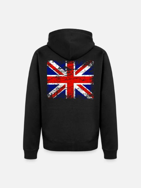 British flag in vintage style - Unisex Premium Organic Zip Hoodie - black