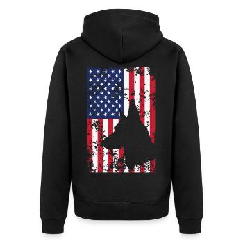 Dog Soldier National Hero Proud Patriotic - Unisex Premium Organic Zip Hoodie - black - Back - Nico (187cm)