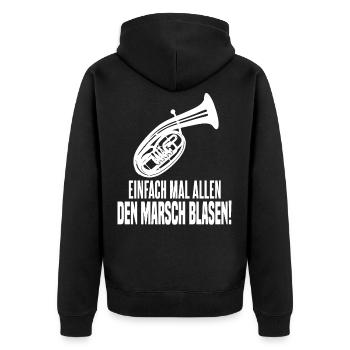 Tenorhorn Blasmusik Bariton Orchester - Unisex Premium Bio Zip Hoodie - Schwarz - Hinten - Nico (187cm)