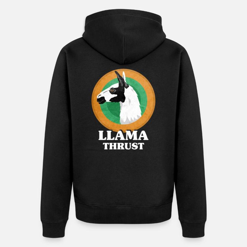Llamathrust Llama Lama Thrust - Unisex Premium Bio Zip Hoodie - Schwarz