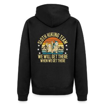 Sloth Hiking Team We Will Get There Wander - Unisex Premium Organic Zip Hoodie - black - Back - Nico (187cm)