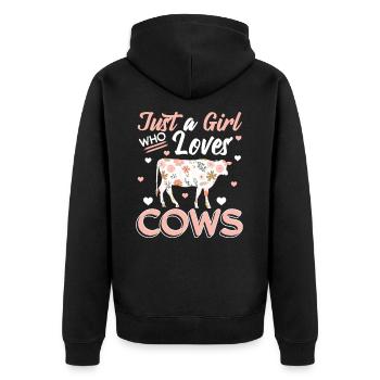 Just a Girl Who Loves Cows Farmer I Love Cows - Unisex Premium Organic Zip Hoodie - black - Back - Nico (187cm)