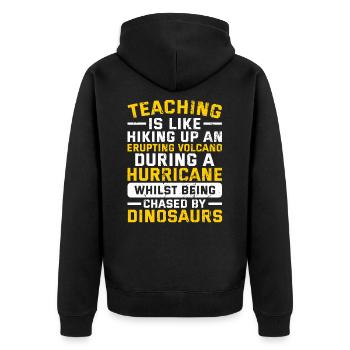Teaching is Like Hiking Up an Volcano Teacherlife - Unisex Premium Bio Zip Hoodie - Schwarz - Hinten - Nico (187cm)