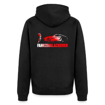 Fahrzeuglackierer Autolackierer Lackierer Geschenk - Unisex Premium Bio Zip Hoodie - Schwarz - Hinten - Nico (187cm)