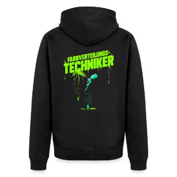 Farbverteilungstechniker Lackierer Autolackierer - Unisex Premium Bio Zip Hoodie - Schwarz - Hinten - Nico (187cm)