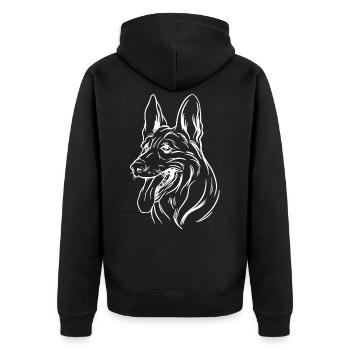 Belgian Malinios Sport Schäferhund Design - Unisex Premium Bio Zip Hoodie - Schwarz - Hinten - Nico (187cm)