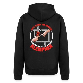 Gott schuf den Mensch die Besten wurden Klempner - Unisex Premium Bio Zip Hoodie - Schwarz - Hinten - Nico (187cm)