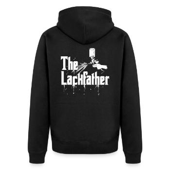 The Lackfather - Lackierer & Autolackierer - Unisex Premium Bio Zip Hoodie - Schwarz - Hinten - Nico (187cm)