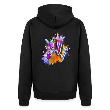Rainbow Zebra Shirt Colorful - Unisex Premium Organic Zip Hoodie - black - Back - Nico (187cm)