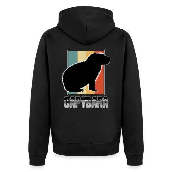 Nagetier Wasserschwein Capybara Capibara Liebhaber - Unisex Premium Bio Zip Hoodie - Schwarz - Hinten - Nico (187cm)