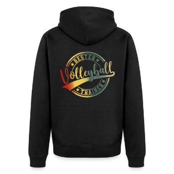 Volleyball Spieler Volleyballer Bester Trainer - Unisex Premium Bio Zip Hoodie - Schwarz - Hinten - Nico (187cm)