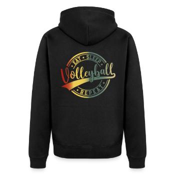 Volleyball Spieler Beach Volleyballer - Unisex Premium Bio Zip Hoodie - Schwarz - Hinten - Nico (187cm)