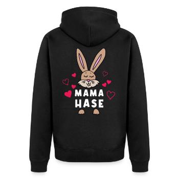 Mama Hase Ostern Geschenk Mutter Hasi Hasenohren - Unisex Premium Bio Zip Hoodie - Schwarz - Hinten - Nico (187cm)