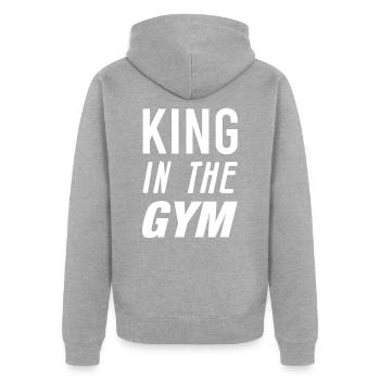 gym - Veste à capuche bio Premium Unisexe - gris chiné - Dos - Nico (187cm)