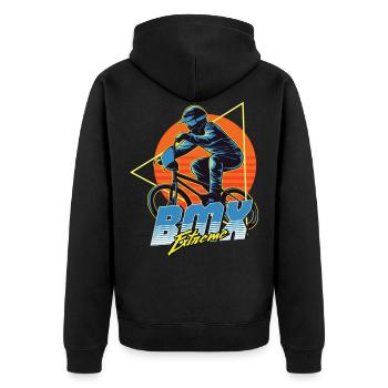 BMX Extreme Bike - Unisex Premium Organic Zip Hoodie - black - Back - Nico (187cm)