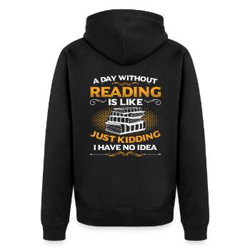 A Day Without Reading - Rat de lecture & Ver de bibliothèque - Veste à capuche bio Premium Unisexe - noir - Dos - Nico (187cm)