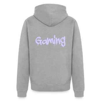 Gaming - Unisex Premium Organic Zip Hoodie - heather grey - Back - Nico (187cm)