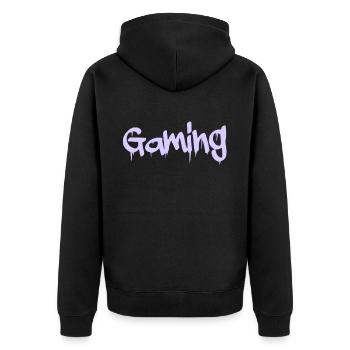 gaming - Unisex Premium Bio Zip Hoodie - Schwarz - Hinten - Nico (187cm)