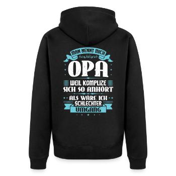 Opa komplize lustiges Großvater - Unisex Premium Bio Zip Hoodie - Schwarz - Hinten - Nico (187cm)