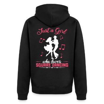 Just a girl who loves Square Dancing - Unisex Premium Bio Zip Hoodie - Schwarz - Hinten - Nico (187cm)