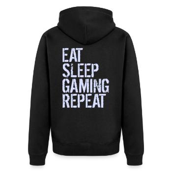 Eat Sleep Gaming Repeat - Unisex Premium Organic Zip Hoodie - black - Back - Nico (187cm)
