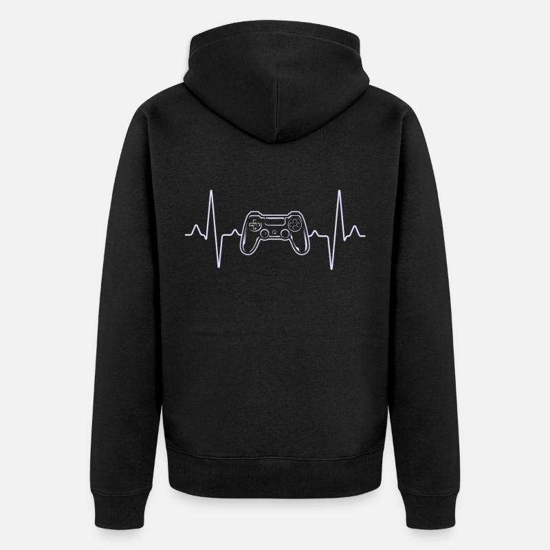 Controller Herzschlag - Unisex Premium Bio Zip Hoodie - Schwarz