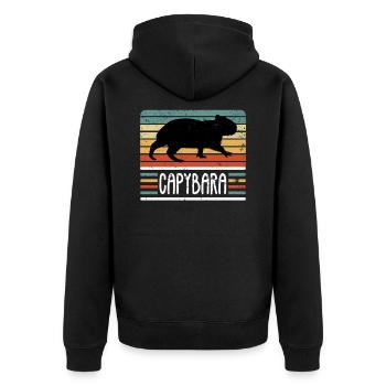 Nagetier Capybara Capibara Wasserschwein Liebhaber - Unisex Premium Bio Zip Hoodie - Schwarz - Hinten - Nico (187cm)