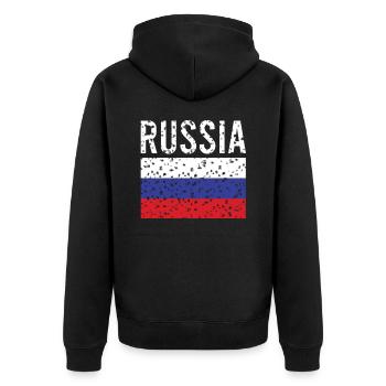 Drapeau russe Vintage - Veste à capuche bio Premium Unisexe - noir - Dos - Nico (187cm)