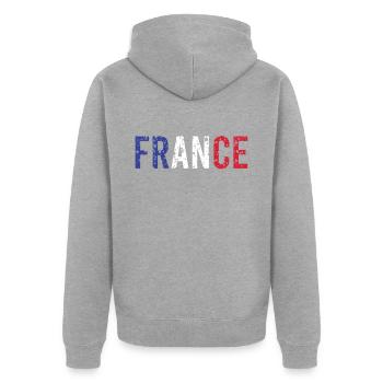 France - Veste à capuche bio Premium Unisexe - gris chiné - Dos - Nico (187cm)