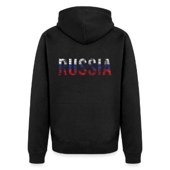 Drapeau russe Vintage - Veste à capuche bio Premium Unisexe - noir - Dos - Nico (187cm)